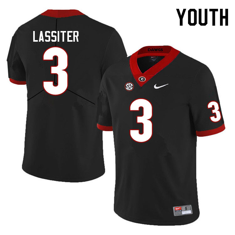 Youth #3 Kamari Lassiter Georgia Bulldogs College Football Jerseys Sale-Black